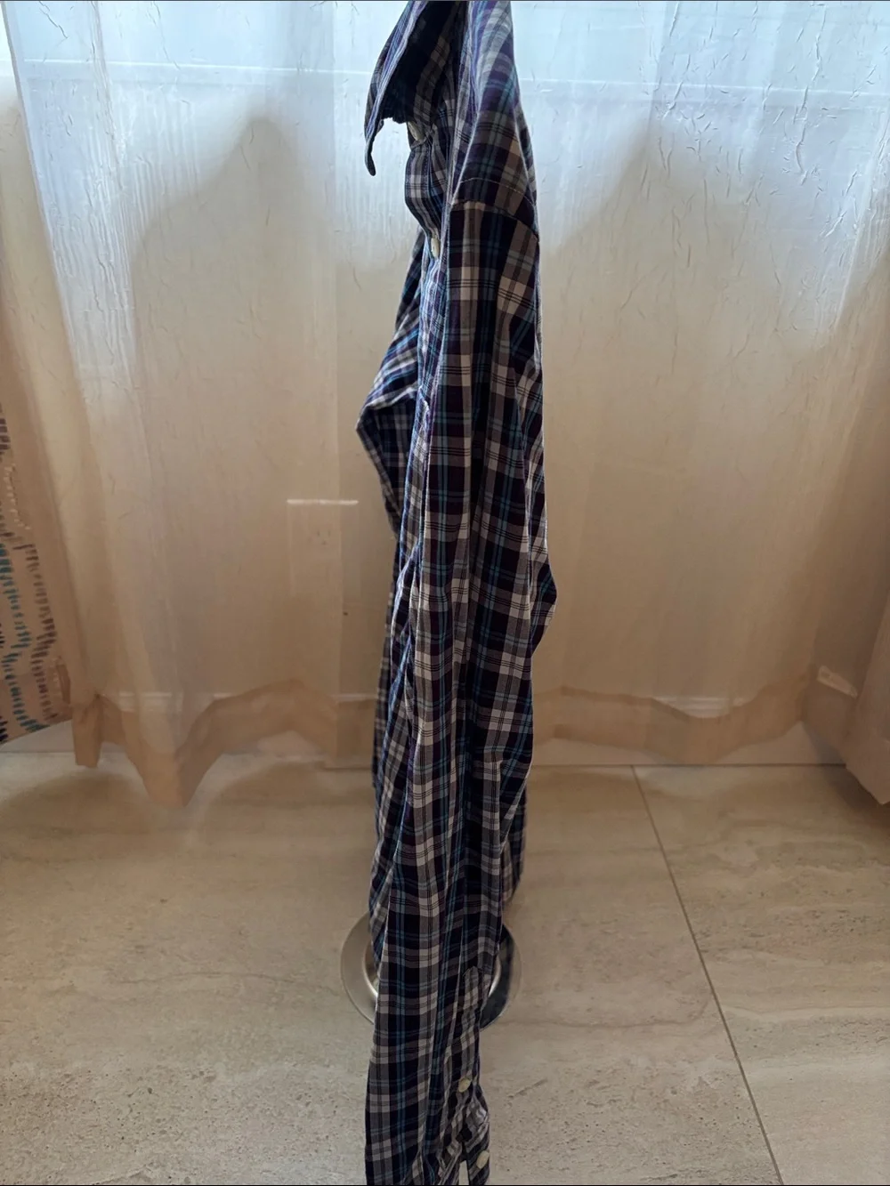 Banana Republic Navy and White Plaid Button-Down Shirt